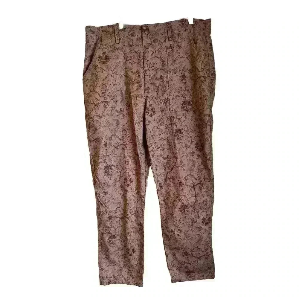 Women's Plus Size Straight Leg Pants - Knox Rose Pink Boho Floral XL New W/Tags